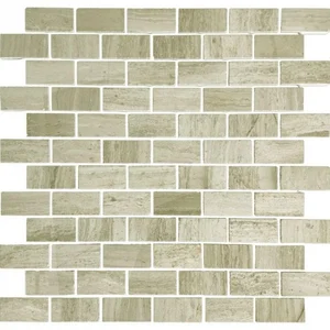 Мозаика Caramelle Mosaic Pietrine Travertino Silver Pol 23X48 7mm 29,8x29,8 полированная