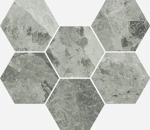 Мозаика Italon Charme Extra Silver Mosaico Hexagon 25x29 патинированная