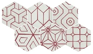 Декоративный элемент Cir Mat Dec Red Mix Oyster 6 Esagona 1055567 24x27,7 матовый