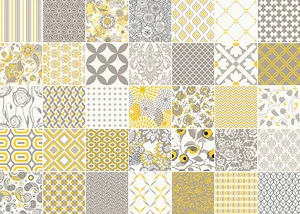 Панно Vallelunga Colibri Composizione Giallo/Grigio 62,5x87,5 матовое