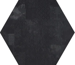 Керамогранит Mutina Dechirer Decor esagona Nero PUDD74 60x60 матовый