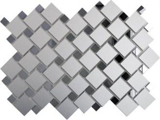 Мозаика зеркальная Серебро + Графит С70Г30 с чипом 25х25 и 12х12