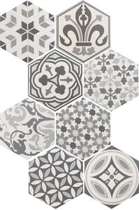 Керамогранит Equipe Hexatile Harmony B&W 21357 17,5x20 матовый
