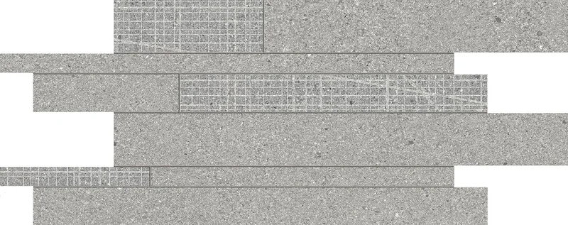 Мозаика Ergon Grainstone Listelli Sfalsati Fine Grain Rough Grain Cage Grey Naturale EDFZ 30x60 натуральная
