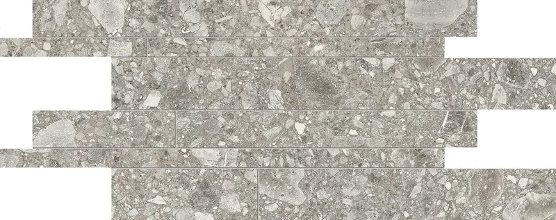 Мозаика Ergon Lombarda Listelli Sfalsati Grigio Lappato EDHE 30x60 лаппатированная