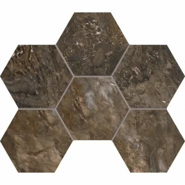 Мозаика Estima Bernini Dark Brown BR04 Hexagon Неполированная 25x28,5 67344 25x28,5