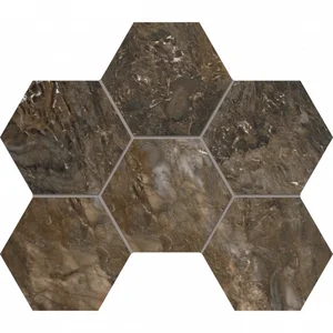 Мозаика Estima Bernini Dark Brown BR04 Hexagon Неполированная 25x28,5 67344 25x28,5