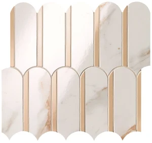 Мозаика Fap Roma Gold Calacatta Oro/Onice Miele Archs Mosaico fQKO 28,2x31 глянцевая