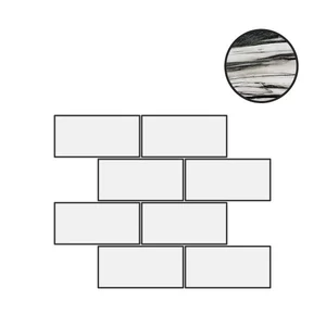 Декоративный элемент Floor Gres B&W Marble Fall Naturale 6mm Mur.Sf (7,5X15) 767469 30x30 матовый