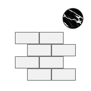 Декоративный элемент Floor Gres B&W Marble Fragment High Glossy 6mm Mur.Sf (7,5X15) 767459 30x30 полированный