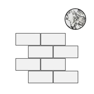 Декоративный элемент Floor Gres B&W Marble Pebble High Glossy 6mm Mur.Sf (7,5X15) 767461 30x30 полированный