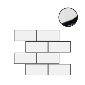 Декоративный элемент Floor Gres B&W Marble Wave High Glossy 6mm Mur.Sf (7,5X15) 767458 30x30 полированный