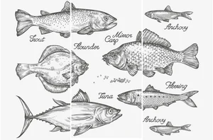 Декоративный элемент FMG Retro Fish Black Comp. (3Pcs 300X150) Y4VL00D453006 300x450 матовый