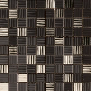 Мозаика Versace Gold Mosaici Riga Antracite Platino 68905 25x25 глянцевая