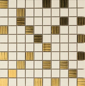 Мозаика Versace Gold Mosaici Riga Crema Oro 68902 25x25 глянцевая