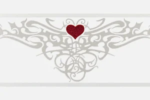 Бордюр Petracers Gran Gala Listello Tattoo Heart Bianco 21x31,5 глянцевый