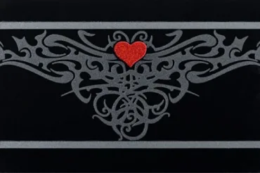 Бордюр Petracers Gran Gala Listello Tattoo Heart Nero 21x31,5 глянцевый