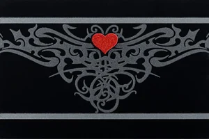 Бордюр Petracers Gran Gala Listello Tattoo Heart Nero 21x31,5 глянцевый
