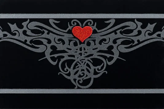 Бордюр Petracers Gran Gala Listello Tattoo Heart Nero 21x31,5 глянцевый