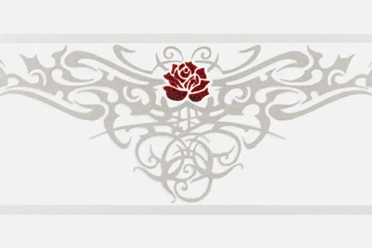 Бордюр Petracers Gran Gala Listello Tattoo Rose Bianco 21x31,5 глянцевый