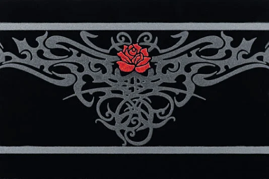 Бордюр Petracers Gran Gala Listello Tattoo Rose Nero 21x31,5 глянцевый