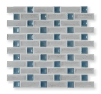 Mirror Two Tone Brick Mosaic Cool Grey Marine