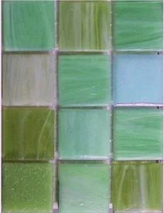 Мозаика JNJ Mosaic Интерьерные Cмеси 200x200 V-0372 Green Blue 20x20 глянцевая