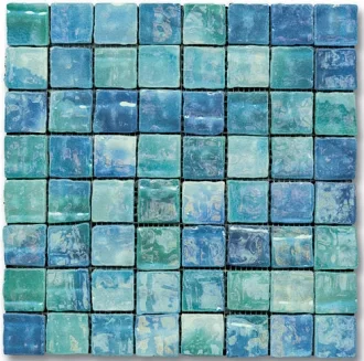 Frammenti&Riflessi Acqua Verde Cangiante su Rete (3,75X3,75) Стекло KER-9032