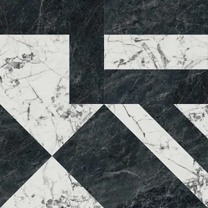 Керамогранит Kerama Marazzi Бьянко Неро Белый Чёрный SG013302R 119,5x119,5 лаппатированный