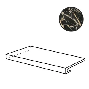 Ступень La Fabbrica AVA Marmi Siciliani Gradino Costa Retta Black Gold Lap Ret 276602 33x120 лаппатированная