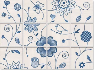 Панно Jasba Long Island Blue Garden 2 30x40 матовое