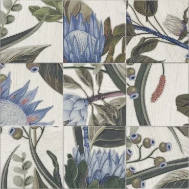 Декоративный элемент Mainzu Bottega Decor Blue Leaves 20x20 матовый