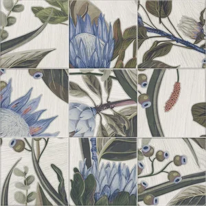 Декоративный элемент Mainzu Bottega Decor Blue Leaves 20x20 матовый