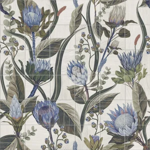 Декоративный элемент Mainzu Murales Decor Blue Leaves (36шт) 20x20 матовый