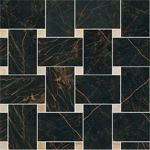 Мозаика Versace Marble Mosaico Intreccio Nero-Oro 240533 29,1x29,1 лаппатированная