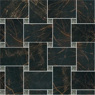 Marble Mosaico Intreccio Nero Swarov Bianco 240512