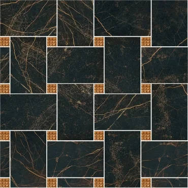 Мозаика Versace Marble Mosaico Intreccio Nero Swarov Oro 240513 29,1x29,1 лаппатированная