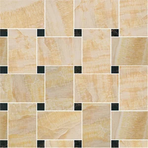 Мозаика Versace Marble Mosaico Intreccio Oro-Nero 240532 29,1x29,1 лаппатированная
