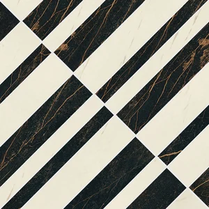 Мозаика Versace Marble Mosaico Optical Nero-Bianco 240521 58,5x58,5 лаппатированная