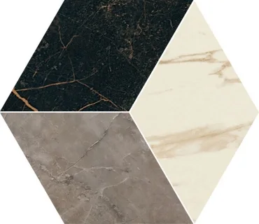 Декоративный элемент Versace Marble Mosaico T3 L Nero-Grigio-Bianco 240462 39x45 лаппатированный