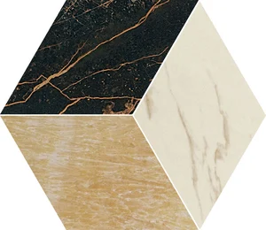 Декоративный элемент Versace Marble Mosaico T3 L Nero-Oro-Bianco 240460 39x45 лаппатированный