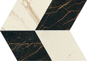 Мозаика Versace Marble Mosaico T4 L Nero-Bianco 240470 39x56,4 лаппатированная