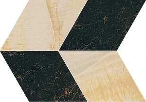 Мозаика Versace Marble Mosaico T4 L Nero-Oro 240471 39x56,4 лаппатированная
