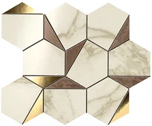Мозаика Atlas Concorde Italy Marvel Edge Gold Hex Brown-Calacatta 9EHB 25,1x29 глянцевая