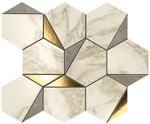 Мозаика Atlas Concorde Italy Marvel Edge Gold Hex Gris-Calacatta 9EHG 25,1x29 глянцевая