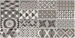 Декоративный элемент Equipe Metro Patchwork B&W 7,5x15 глянцевый
