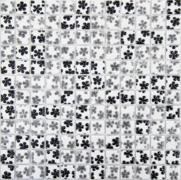 Мозаика Mosavit Dreams Flor Gris-Negro 31,6x31,6 глянцевая