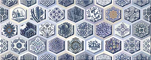 Декоративный элемент Azori Navarra Indigo Arabesco 20,1x50,5 глянцевый