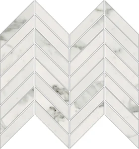 Мозаика Novabell Imperial Michelangelo Chevron Bianco Apuano Lev. IMM 002L 24,7x30 лаппатированная