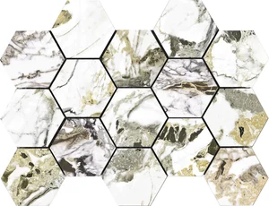 Мозаика Pamesa Cr Lux Grotta Oro Malla Hex 22,5x32,5 полированная
